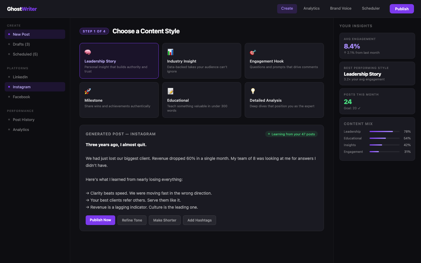 GhostWriter — Content Studio — primary screenshot